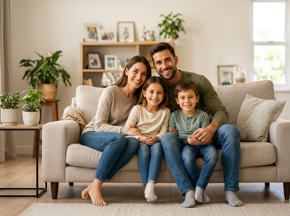 Happy family at home
